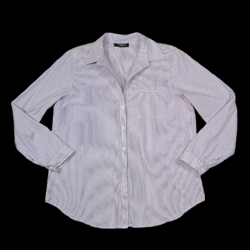 Lafayette 148 Shirt in White/Blue | Size L